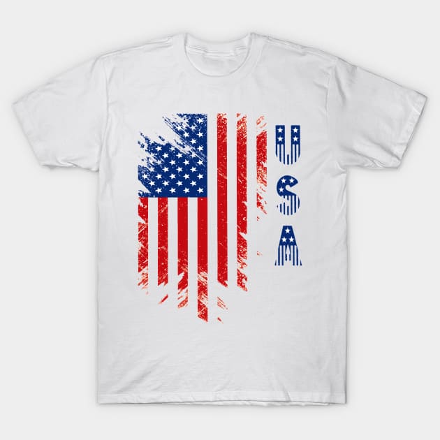 Patriotic USA 4th of July American Flag graphic T-Shirt by SoCoolDesigns